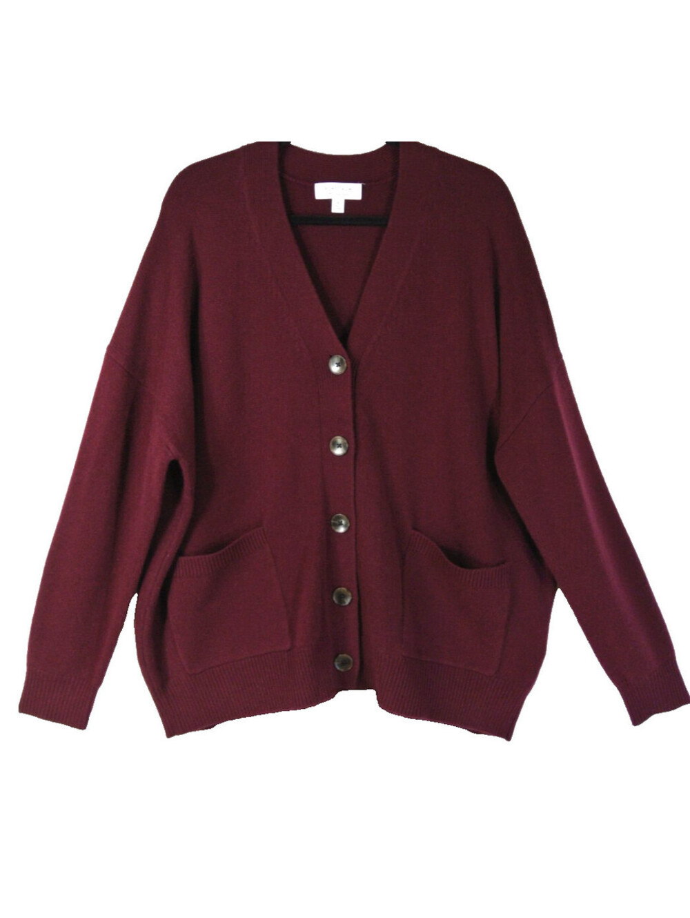 NEW, Nordstrom Wool Cashmere V-neck cardigan in Burgundy Field Sz S #S7715